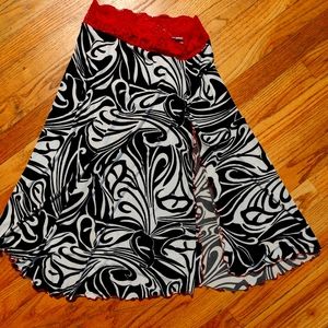 Argentine Tango Asymmetrical Dancing Skirt with Slit, size XS - S